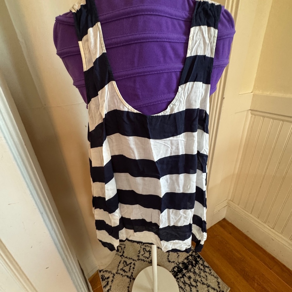 Splendid Black and White Striped Tank Top